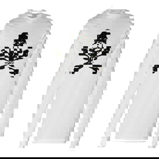 Skull And Crossbones Long Sleeve T-Shirt - Monsterry