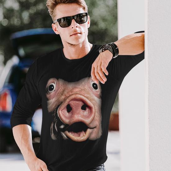 Pig Face Meme Big Troll Hog Piggy Face Long Sleeve T-Shirt | Mazezy