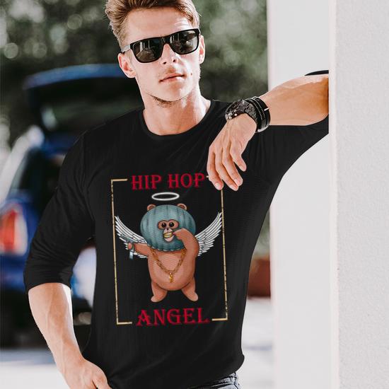 Hip Hop Angel Teddy Cute Gangster Bear Long Sleeve T-Shirt - Monsterry