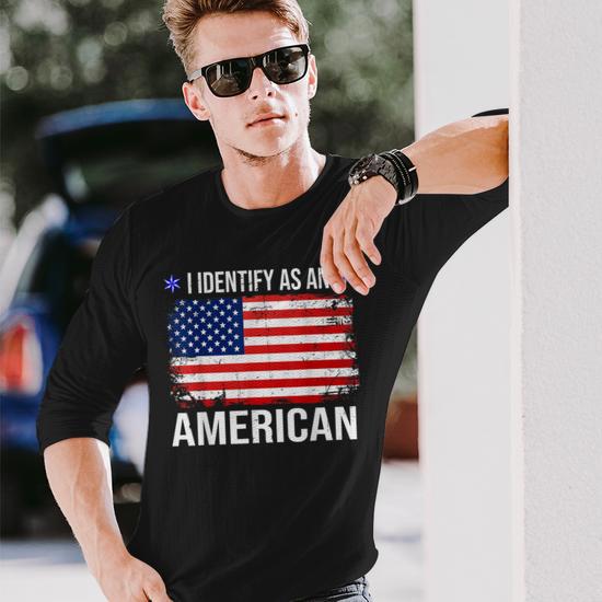 I Identify As An American No Identity Politics Usa Flag Long Sleeve T Shirt Seseable UK