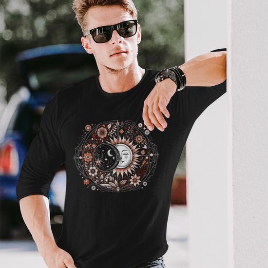 T-Shirt Motifs Soleil Et Lune - Design Céleste, équilibre Cosmique - Coupe Classique, Coton Léger - 10