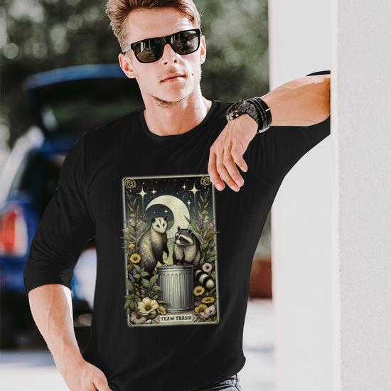 Team Trash Tarot Card Opossum Witchcraft Goth Possum Racoon Long Sleeve  T-Shirt - Monsterry