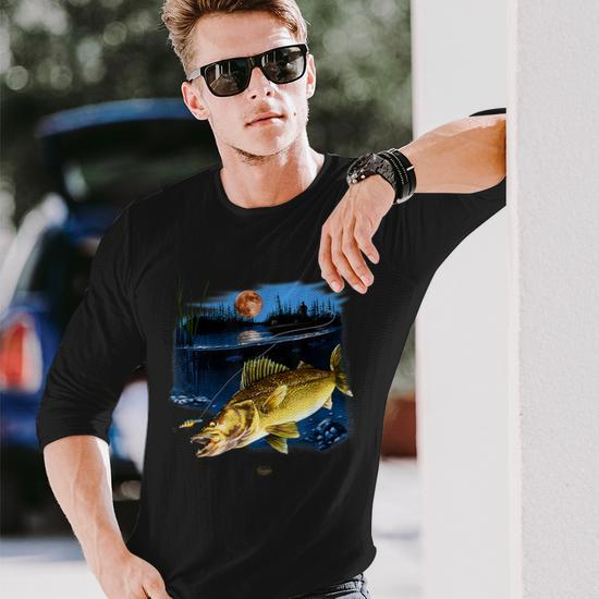 Walleye Fishing For Men Long Sleeve T-Shirt - Monsterry