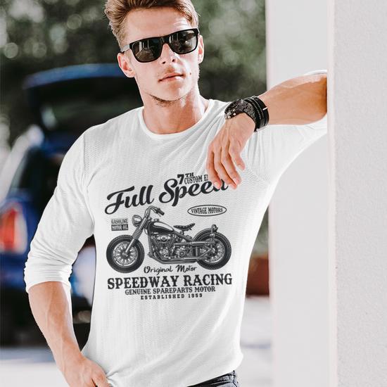MAKAYA T-Shirt Motorcycle - Custosm Cafe Racer GP - Maglette Uomo Vintage Moto Bianco S
