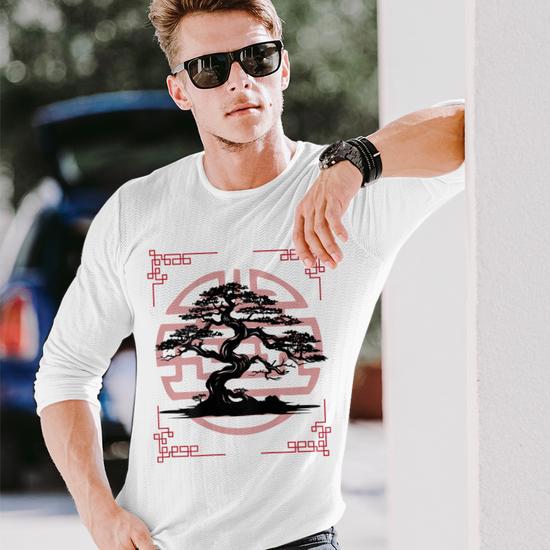 Japanese Bonsai Asia China Aesthetic Urban Streetwear Vintage Long Sleeve  T-Shirt - Monsterry