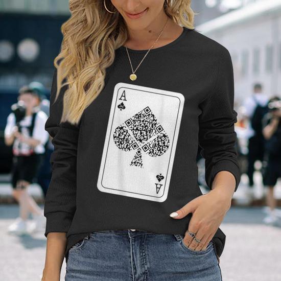 Ace Of Spades Rick Roll Back Printed Long Sleeve T-Shirt - Monsterry