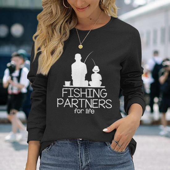 Fishing Partners For Life Father And Son Matching Outfits Long Sleeve T- Shirt - Monsterry