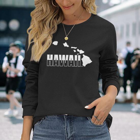 Hawaii Hawaiian Islands Long Sleeve T Shirt Monsterry