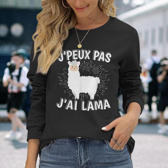 T-Shirt Femme Col En V – J'aime Juste Les Alpagas, D'accord ? – Design Ludique, Léger, Parfait Pour Les Amoureux Des Animaux