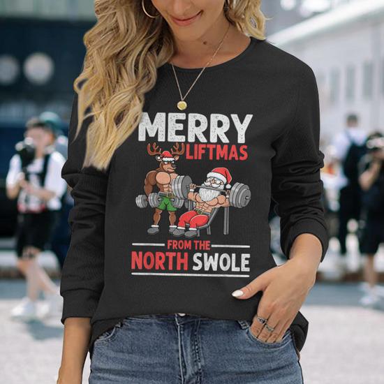 1Tee Men's Merry Liftmas Gym T-Shirt - Black, 100% Cotton, Short Sleeve, UK Made