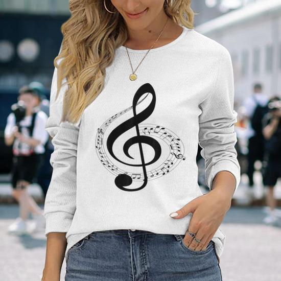 Divertida Con Texto En Ingles Aural Notas Musicales Bajo Camiseta de manga larga Regaloses