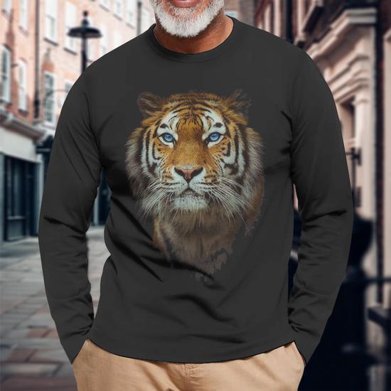 Bengal Tiger Endangered Wildlife Lover Big Cat Print Long Sleeve T Shirt Monsterry