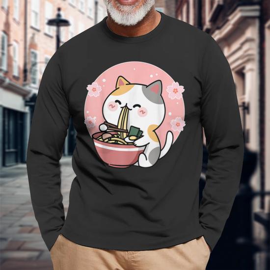 T-shirt Chat Ramen - Motif Anime Chat Pailleté - Matière Polyester/élasthanne - Couleur Selon Photo
