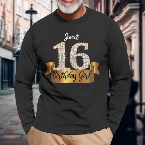 Cute Yellow Black Sweet 16 Style I 16Th Birthday Idea Long Sleeve T Shirt Monsterry