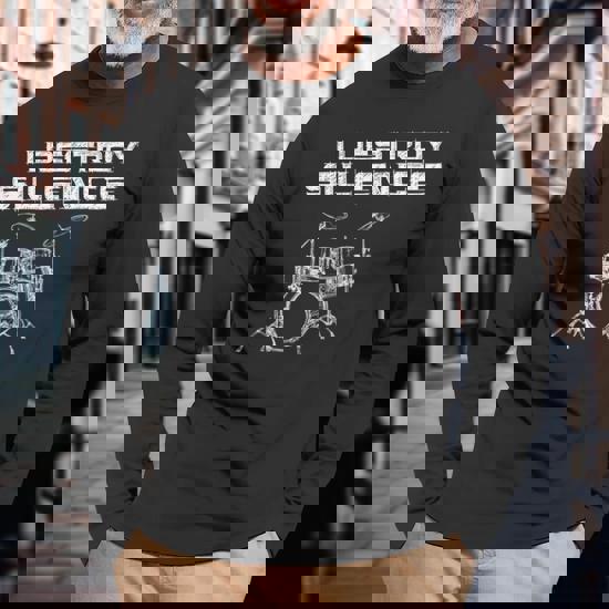 Vintage I Destroy Silence Drums T-Shirt Funny Drummer Gift