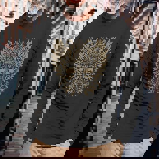 トップス y2k grunge Tattoo Design Long Sleeve Womens Y2K Shirt Grunge Aesthetic Top Long Sleeve Punk Wings