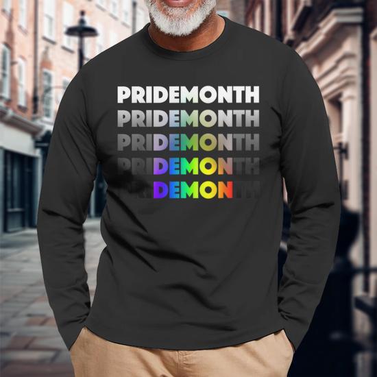 Pride Month Demon Long Sleeve T-Shirt - Monsterry