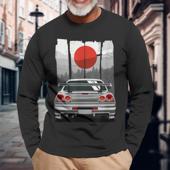 T-shirt Nissan R34 GTR JDM Noir - Fruit Of The Loom, Fabriqué Au Japon, Neuf Avec étiquettes