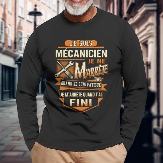 T-shirt Mécanicien – ‘Je M’arrête Quand J’ai Fini’, Coupe Classique, Léger