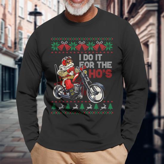 thumbnail image 2 of Men's Blue Santa Riding A Motorbike Christmas Jumper – Fun & Festive Cable-Knit Sweater 2 of 6