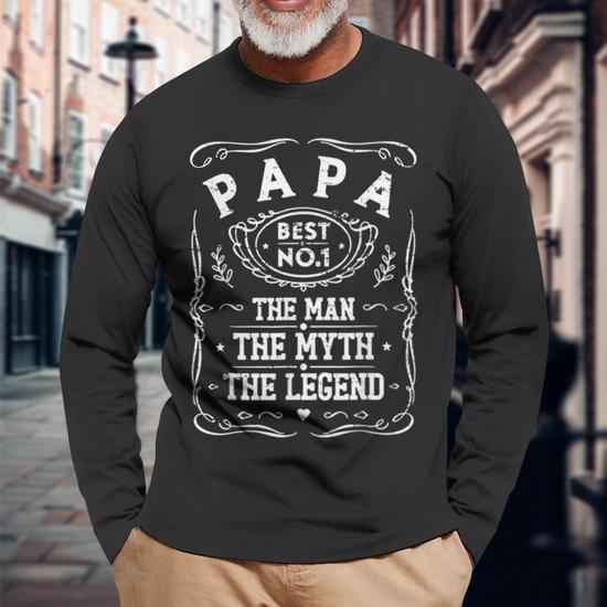 Papa Man Myth Legend For Mens & Dad Father's Day Long Sleeve T