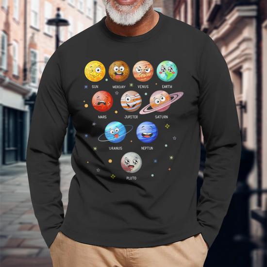 Planetas Del Sistema Solar Espacio Solar Divertido Profesor De Ciencias Para Ninos Camiseta de manga larga Regaloses