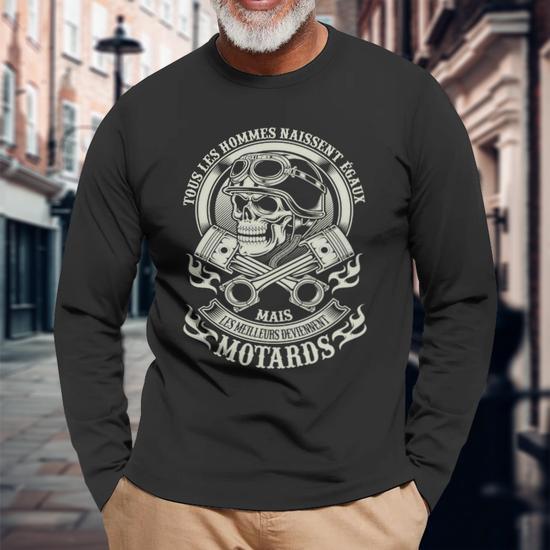 Chemise La Rocka! Londres - Manches Longues Noire Avec Sérigraphie Motarde - Taille S