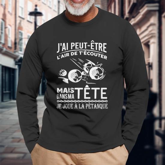 T-shirt Pétanque Femme/Homme – Col En V, Design Vintage, Cadeau Idéal Pour Les Boulistes Passionnés