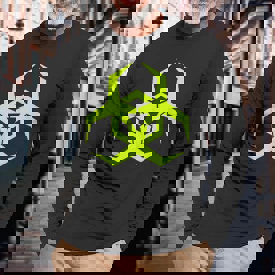 Toxic Lime Green Biohazard Symbol Long Sleeve T-Shirt - Monsterry UK