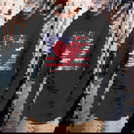 Valentines Day Heart American Flag T Shirt - Lots Of Hearts