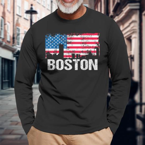 Xtreme Apparel Boston Cityscape Skyline Men's T-Shirt - 100% Cotton Baseball Fan Tee