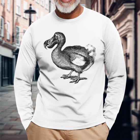 Dodo Bird Vintage Print Long Sleeve T-Shirt - Monsterry