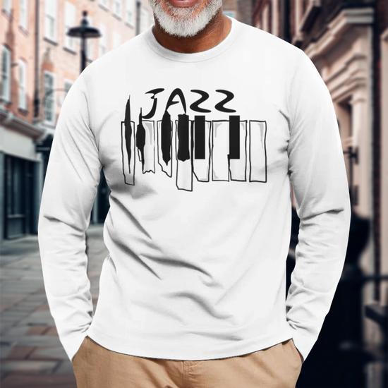 Jazz Lovers Jazz Piano Keys For Music Long Sleeve T-Shirt - Monsterry