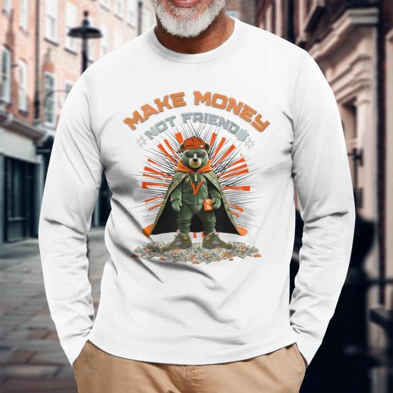 Olive Green And Orange Graphic Long Sleeve T-Shirt - Monsterry