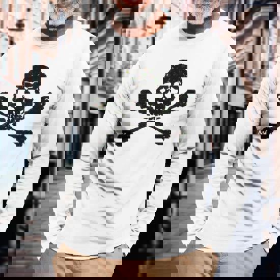 Skull And Crossbones Long Sleeve T-Shirt - Monsterry