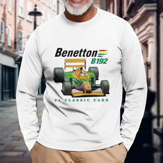 T-shirt Vintage Années 90 Benetton Ford Formule 1 - Taille L - Blanc - Occasion Très Bon état