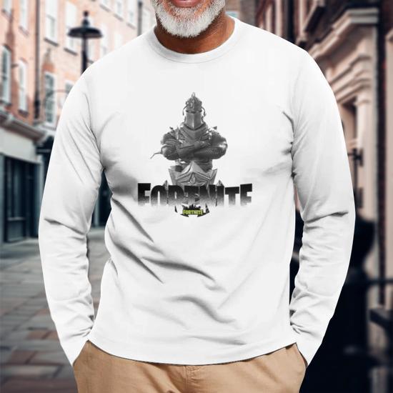 T-shirt à manches longues Black Knight Fortnite pour Fans de Jeux Vidéo, Mode Geek Chic