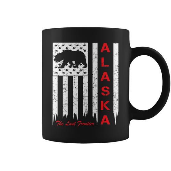 Alaska Souvenir With A Vintage Style American Flag Coffee Mug | Mazezy