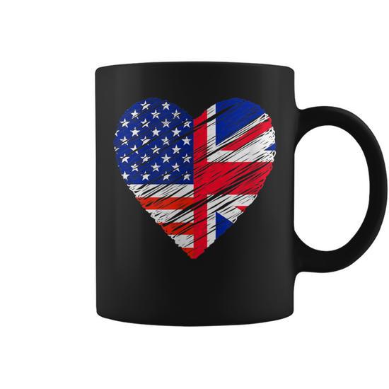 Great Britain Usa Heart American Flag Uk Flag Love Heart Coffee Mug -  Thegiftio
