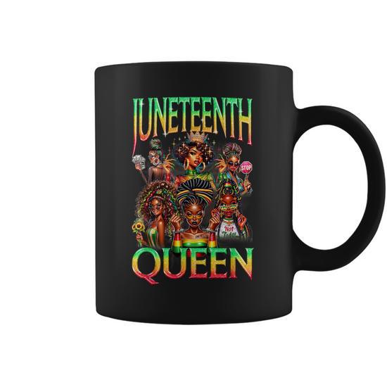 Junenth Black Queen Afro African American Coffee Mug - Monsterry