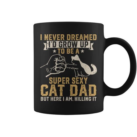 Vintage Super Sexy Cat Dad Cat Lovers Father'S Day Coffee Mug - Thegiftio