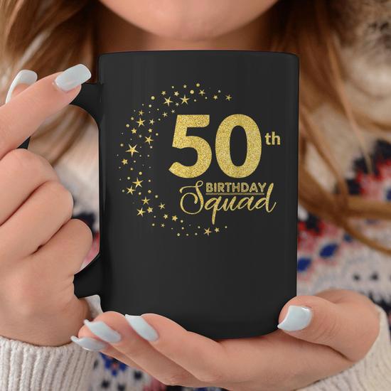 50Th Birthday Squad Party 50 Years Old Yellow Gold Birthday Coffee Mug |  Mazezy CA
