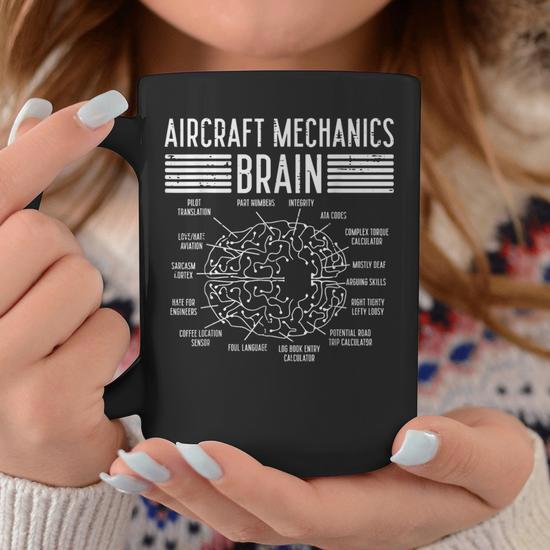 Aircraft Mechanics Brain Fun Airplane Maintenance Women Coffee Mug -  Monsterry