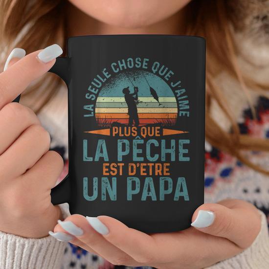 Mug Drôle Pour Papa - Cadeau Pêcheur - Tasse Céramique Blanche Fête Des Pères