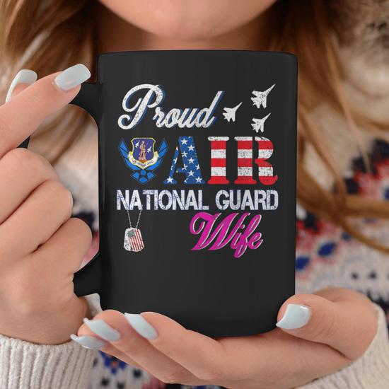 Proud Air National Guard Wife Air Force Veterans Day Coffee Mug - Monsterry
