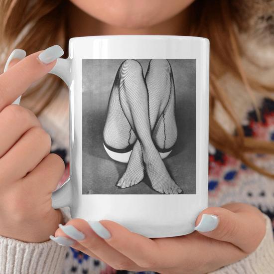 Vintage Fishnet Stockings Sexy Legs Feet Fetish Coffee Mug - Monsterry
