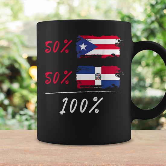 100 Per Cent For A Puerto Rico & Dominican Flag Coffee Mug - Monsterry