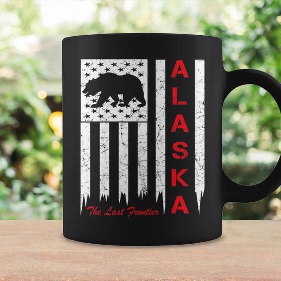 Alaska Souvenir With A Vintage Style American Flag Coffee Mug | Mazezy