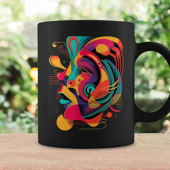 Colorful And Abstract Face Modern Art Geometric Coffee Mug - Monsterry
