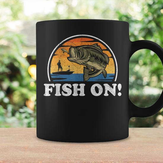 Fish On Bass Fishing Vintage Fisherman For Men Coffee Mug - Monsterry